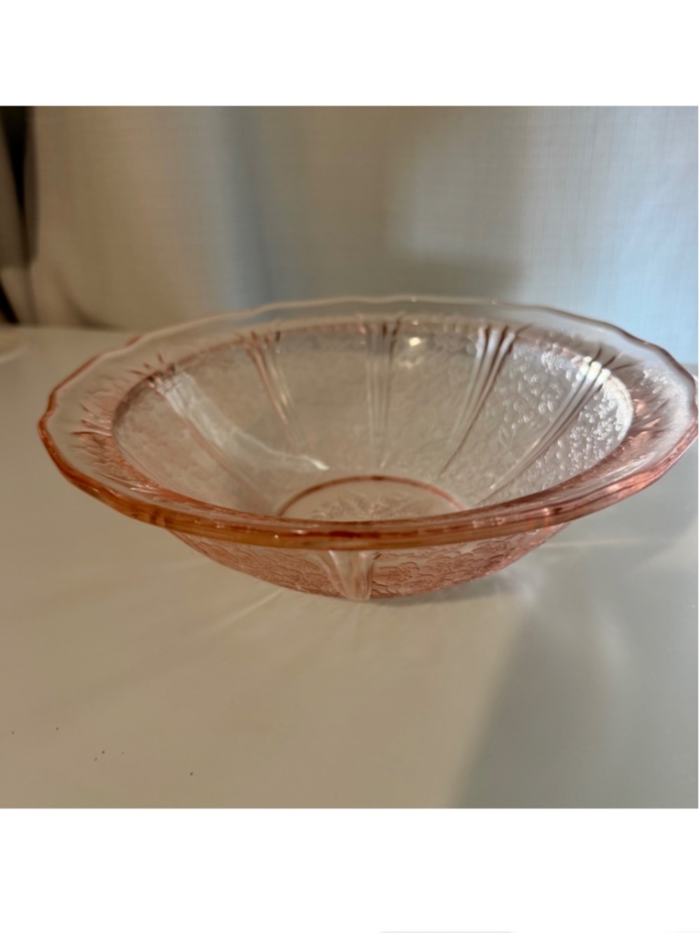Jeanette Cherry Blossom Bowl 8.5" 1930s Pink Depression Serving Bowl